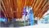 Trial wood slat ceiling below clay/straw