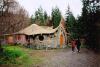 Exterior of cob entrance to yoga studio